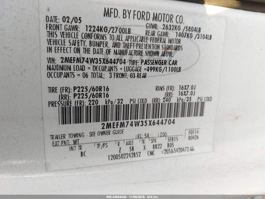 2MEFM74W35X644704 2005 MERCURY GRAND MARQUIS photo no. 9
