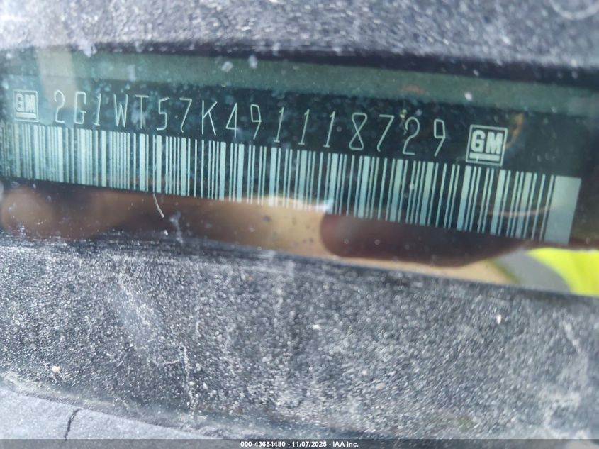 2009 Chevrolet Impala Lt VIN: 2G1WT57K491118729 Lot: 43654480