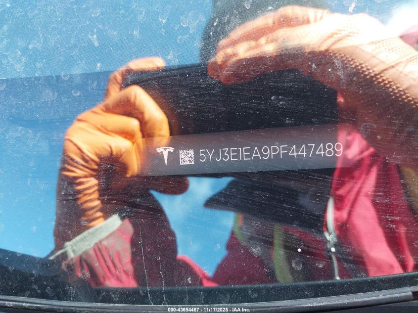 2023 Tesla Model 3 Rear-Wheel Drive VIN: 5YJ3E1EA9PF447489 Lot: 43654487