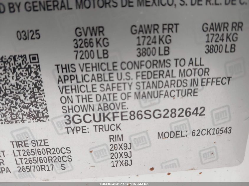 2025 Chevrolet Silverado 1500 4Wd Short Bed Lt Trail Boss VIN: 3GCUKFE86SG282642 Lot: 43654552