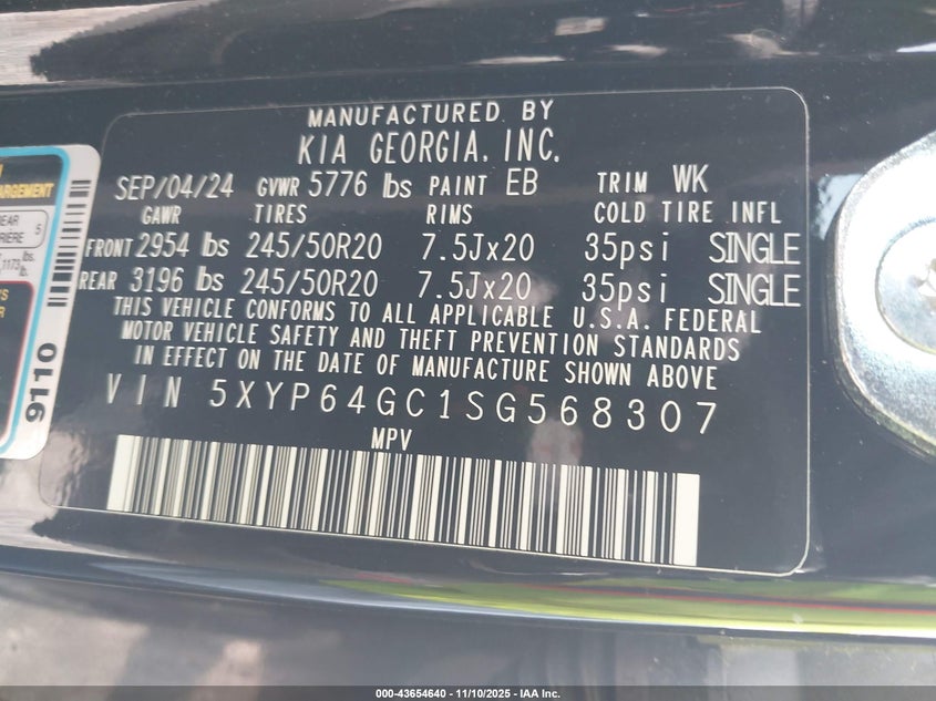 5XYP64GC1SG568307 2025 KIA TELLURIDE photo no. 9