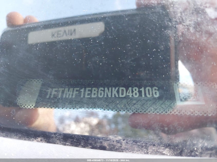 2022 Ford F-150 Xl VIN: 1FTMF1EB6NKD48106 Lot: 43654673