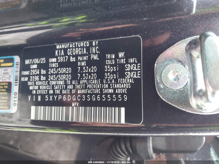 2025 KIA TELLURIDE S 5XYP6DGC3SG655559