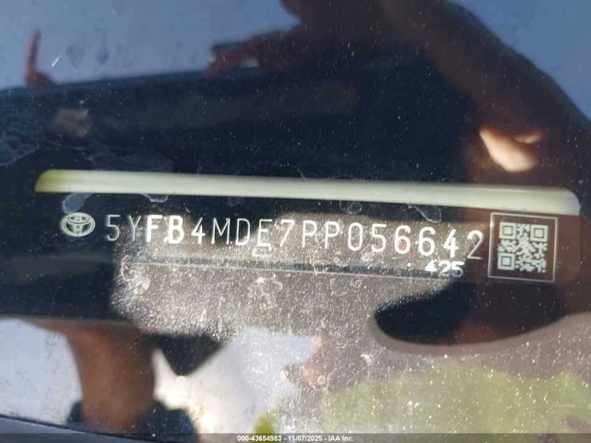 2023 Toyota Corolla Le VIN: 5YFB4MDE7PP056642 Lot: 43654983