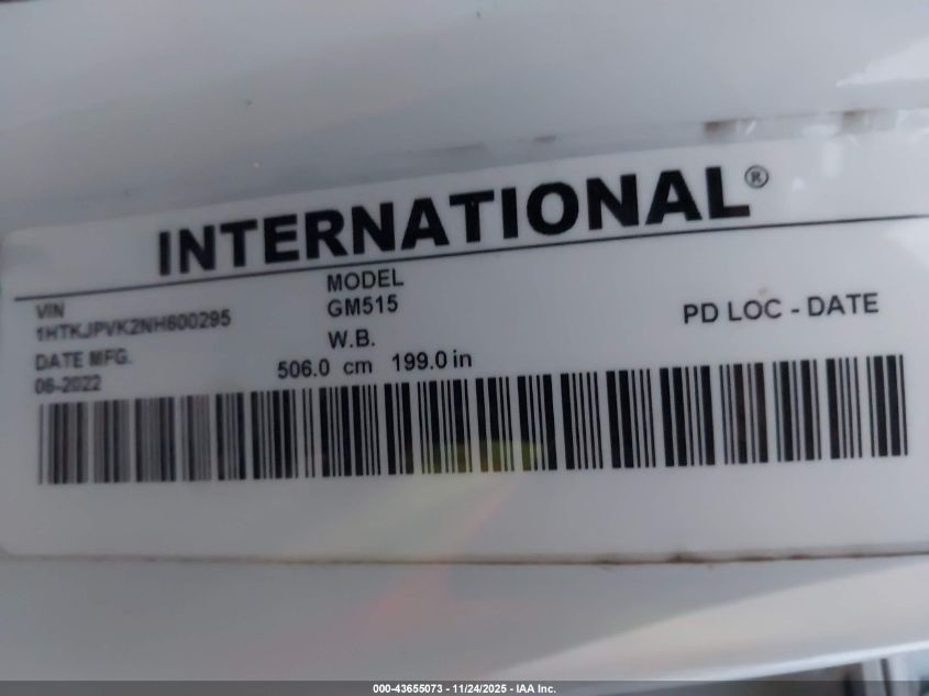 2022 Chevrolet Silverado 4500Hd 1Wt VIN: 1HTKJPVK2NH600295 Lot: 43655073