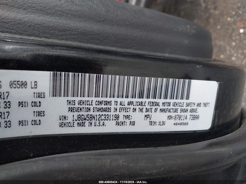 2002 Jeep Grand Cherokee Limited VIN: 1J8GW58N12C331190 Lot: 43655424