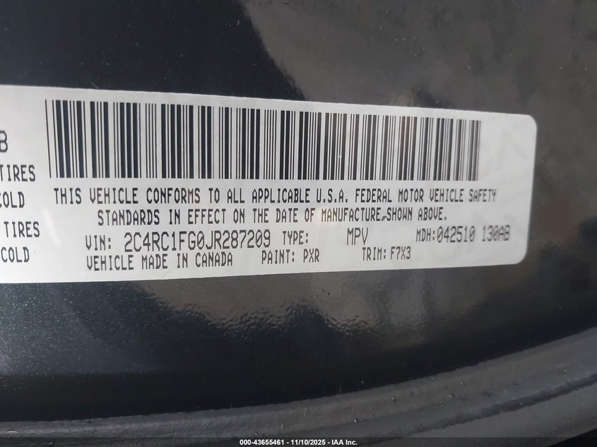 2018 Chrysler Pacifica Touring Plus VIN: 2C4RC1FG0JR287209 Lot: 43655461