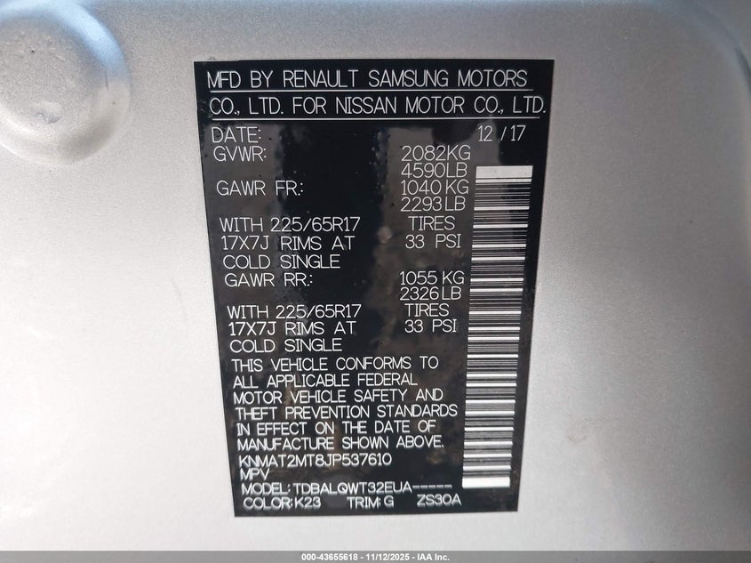 2018 NISSAN ROGUE SV - KNMAT2MT8JP537610