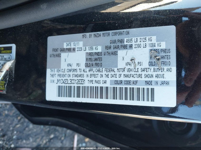 2012 Mazda Mazda5 Grand Touring VIN: JM1CW2DL3C0128331 Lot: 43656010