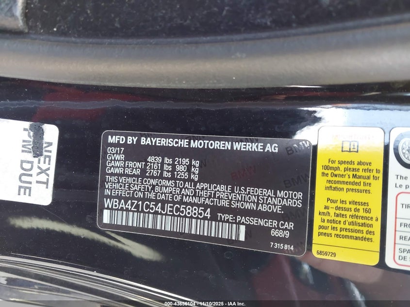 2018 BMW 430I WBA4Z1C54JEC58854