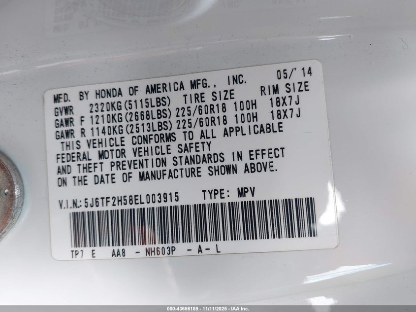 5J6TF2H58EL003915 2014 HONDA CROSSTOUR photo no. 9