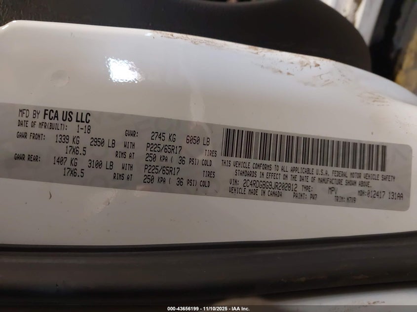 2018 Dodge Grand Caravan Se Plus VIN: 2C4RDGBG9JR202812 Lot: 43656199