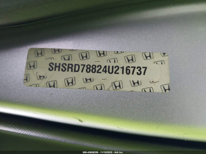 2004 Honda Cr-V Ex VIN: SHSRD78824U216737 Lot: 43656259