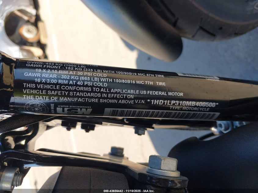 2021 Harley-Davidson Xl1200 Ns VIN: 1HD1LP310MB400500 Lot: 43656442