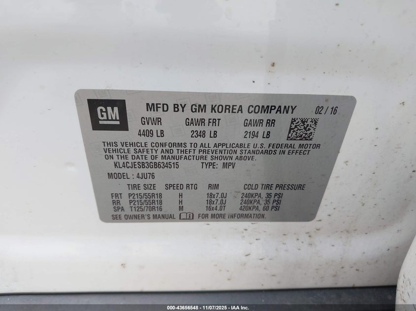 KL4CJESB3GB634515 2016 BUICK ENCORE photo no. 9