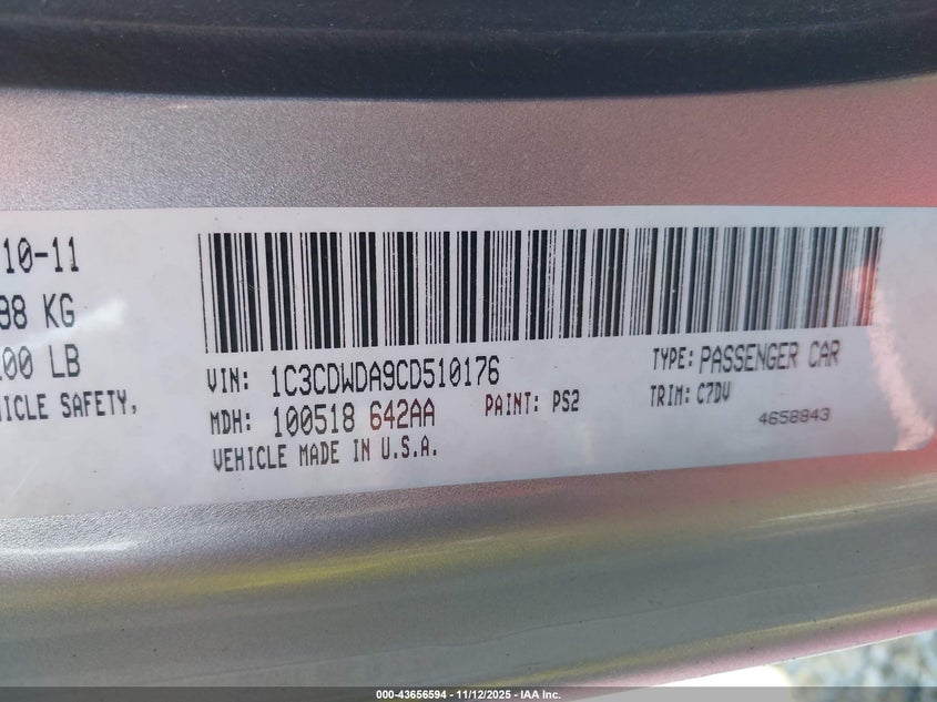 1C3CDWDA9CD510176 2012 DODGE CALIBER photo no. 9