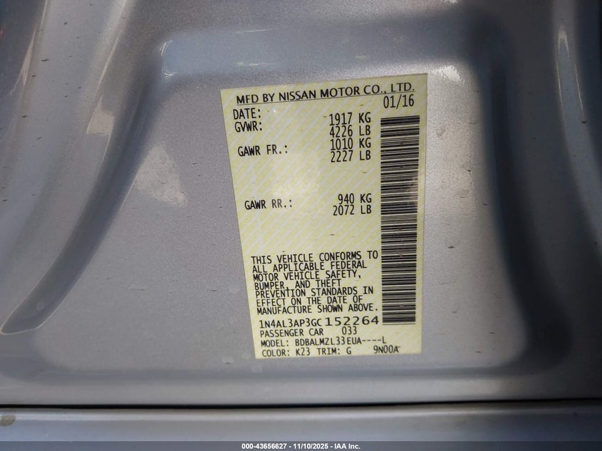 1N4AL3AP3GC152264 2016 NISSAN ALTIMA photo no. 9