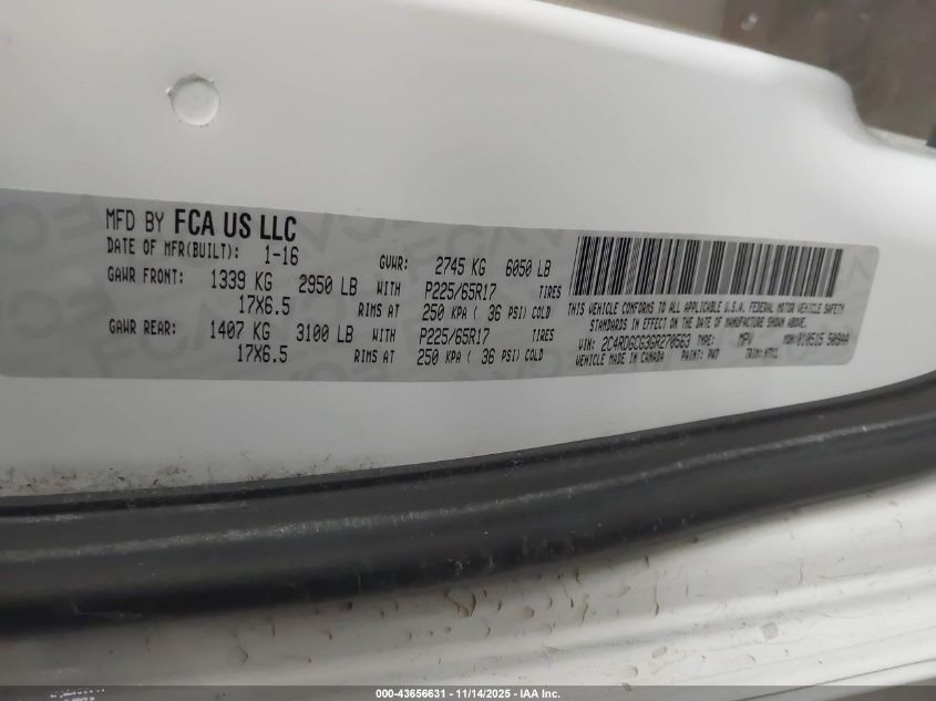 2016 Dodge Grand Caravan Sxt VIN: 2C4RDGCG3GR270563 Lot: 43656631