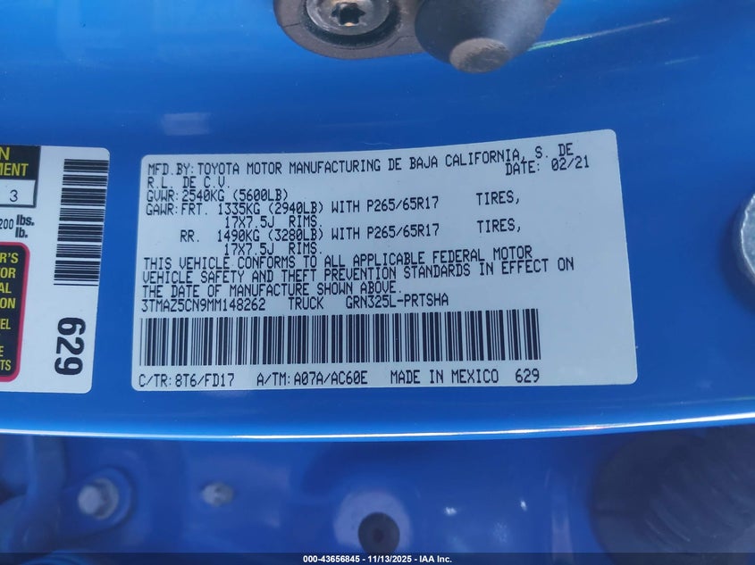 3TMAZ5CN9MM148262 2021 TOYOTA TACOMA photo no. 9