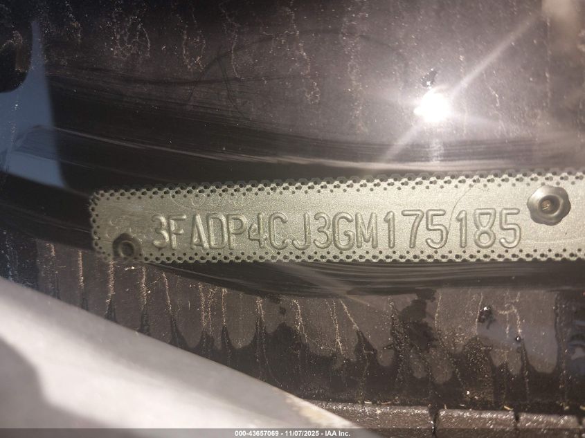 2016 Ford Fiesta Titanium VIN: 3FADP4CJ3GM175185 Lot: 43657069
