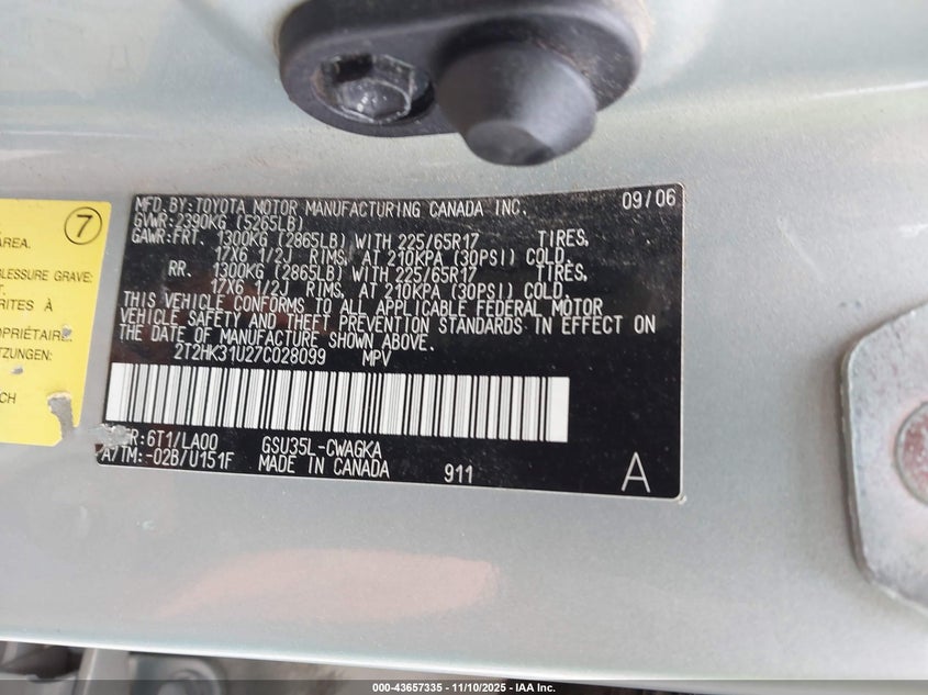 2007 Lexus Rx 350 VIN: 2T2HK31U27C028099 Lot: 43657335