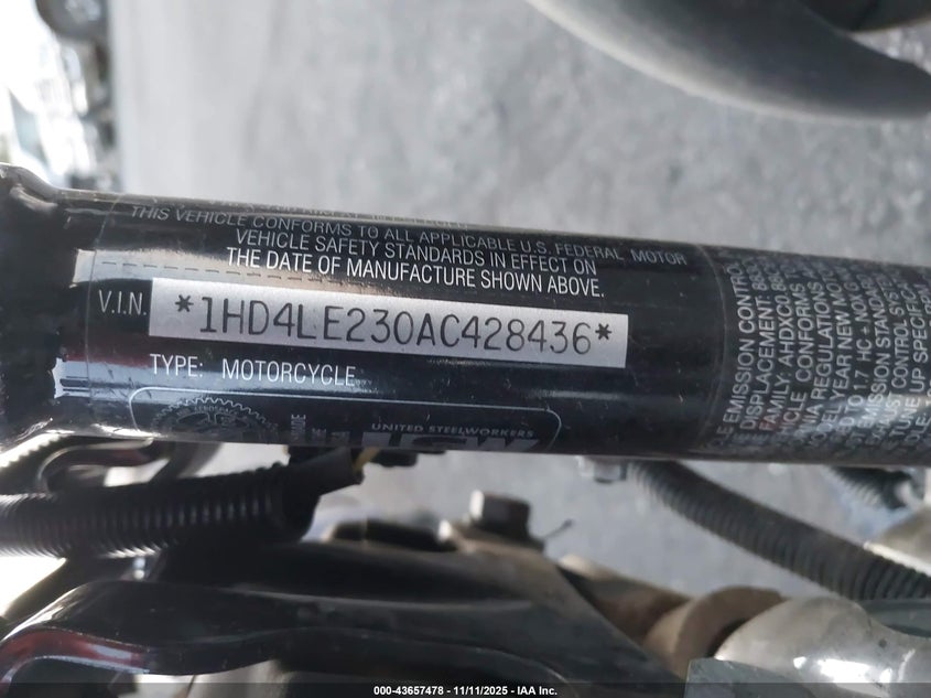2010 Harley-Davidson Xl883 N VIN: 1HD4LE230AC428436 Lot: 43657478