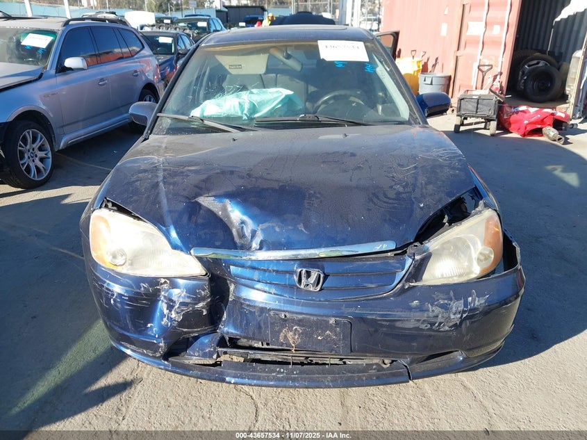2003 Honda Civic Ex VIN: 2HGES26843H617993 Lot: 43657534