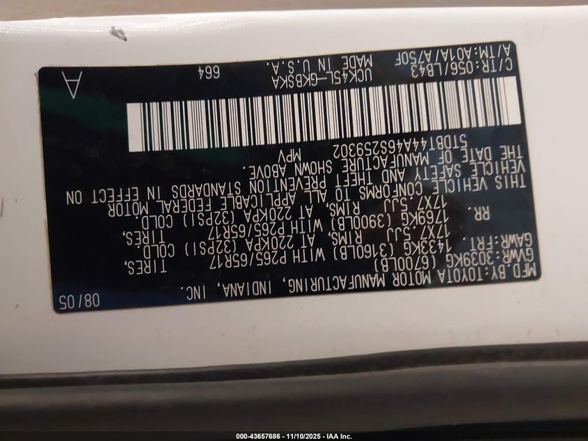 2006 Toyota Sequoia Sr5 VIN: 5TDBT44A46S259302 Lot: 43657686