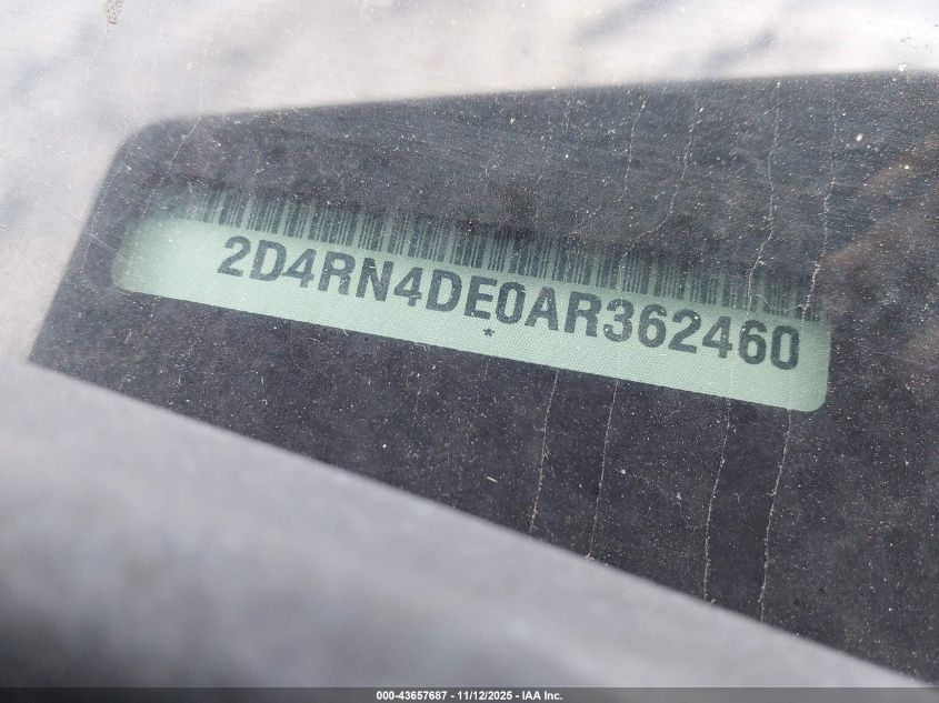 2010 Dodge Grand Caravan Se VIN: 2D4RN4DE0AR362460 Lot: 43657687