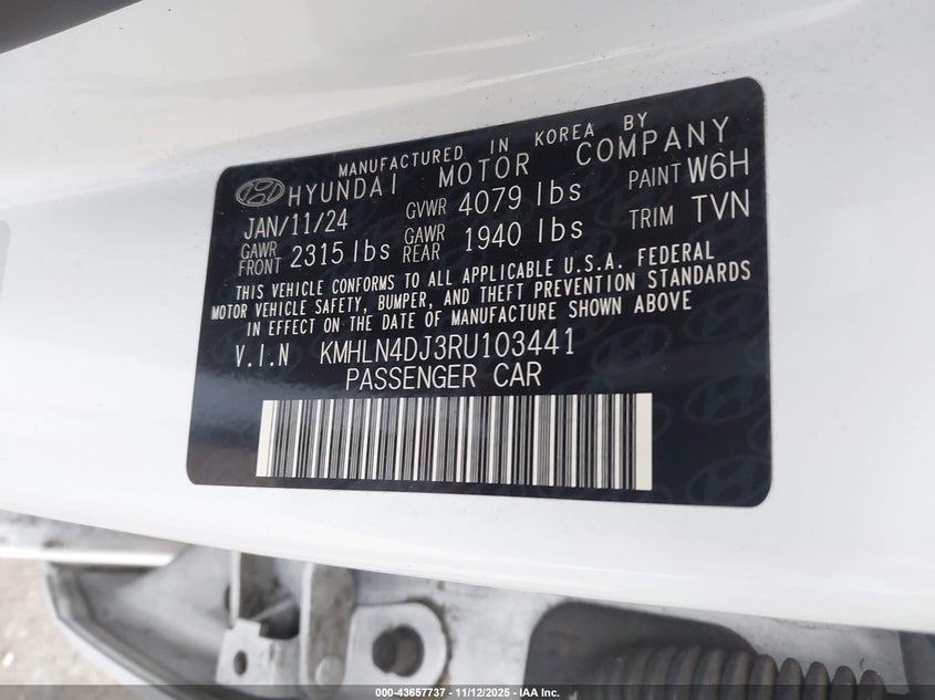 2024 HYUNDAI ELANTRA HYBRID LIMITED KMHLN4DJ3RU103441