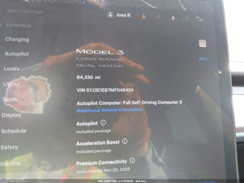 2021 Tesla Model 3 Long Range Dual Motor All-Wheel Drive VIN: 5YJ3E1EB7MF048424 Lot: 43657752