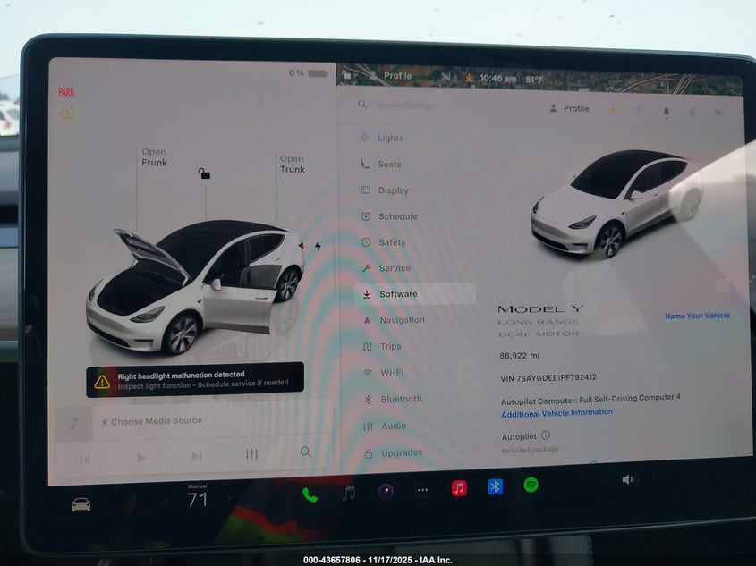 2023 Tesla Model Y Awd/Long Range Dual Motor All-Wheel Drive VIN: 7SAYGDEE1PF792412 Lot: 43657806