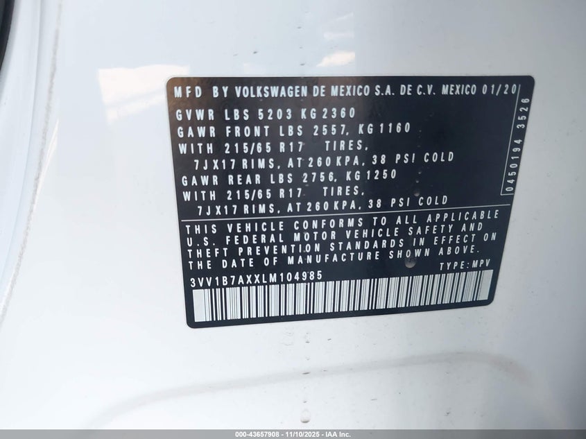 3VV1B7AXXLM104985 2020 VOLKSWAGEN TIGUAN photo no. 9