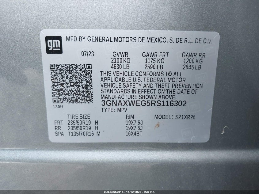 3GNAXWEG5RS116302 2024 CHEVROLET EQUINOX photo no. 9