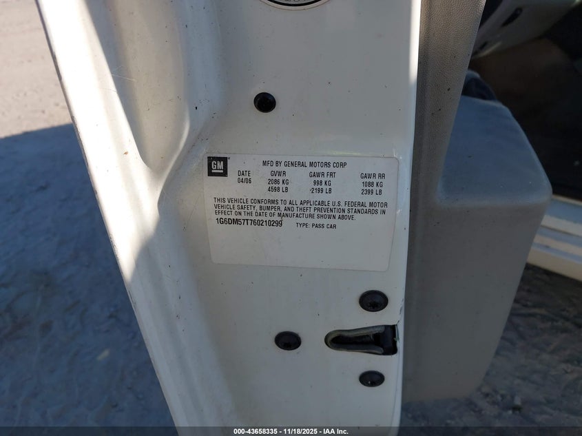 2006 Cadillac Cts Standard VIN: 1G6DM57T760210299 Lot: 43658335