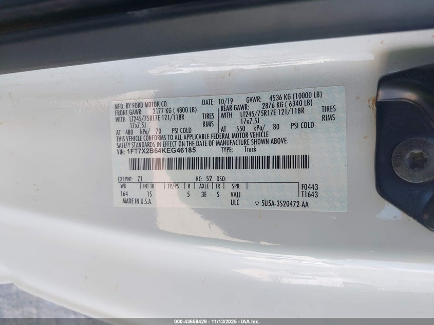 1FT7X2B64KEG46185 2019 FORD F250 photo no. 9