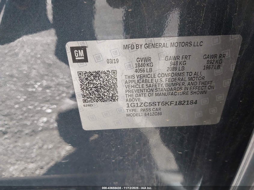 1G1ZC5ST6KF182184 2019 CHEVROLET MALIBU photo no. 9