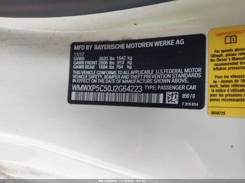 2018 Mini Hardtop Cooper/Oxford Edition VIN: WMWXP5C50J2G64223 Lot: 43658608