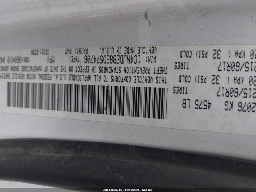 2014 Jeep Compass Latitude VIN: 1C4NJDEB8ED574706 Lot: 43658716