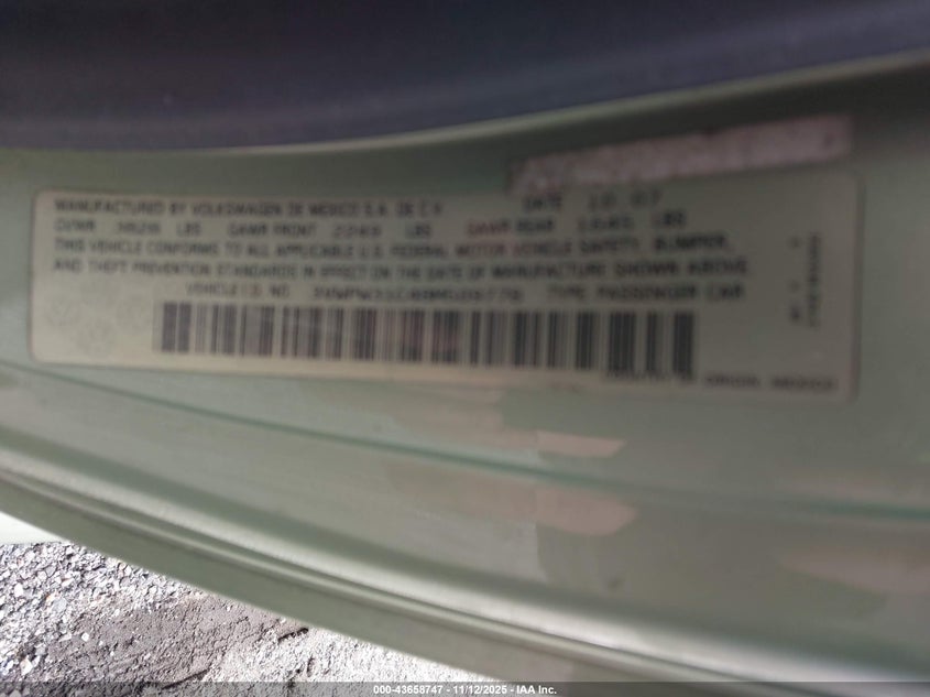 2008 Volkswagen New Beetle S VIN: 3VWPW31C48M509778 Lot: 43658747