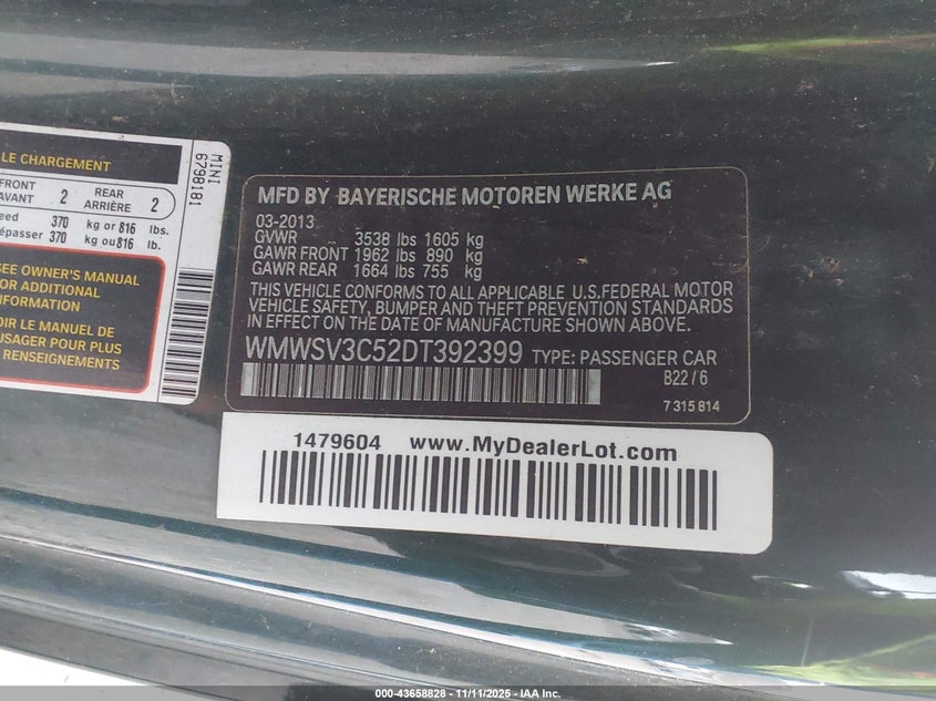 2013 MINI HARDTOP COOPER S WMWSV3C52DT392399