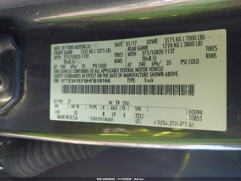 1FTEW1EF8HFB18166 2017 FORD F-150 photo no. 9