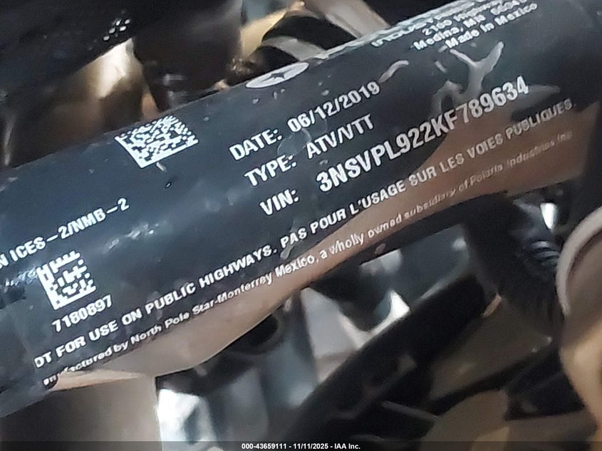 2019 Polaris Rzr Xp 4 Turbo S VIN: 3NSVPL922KF789634 Lot: 43659111