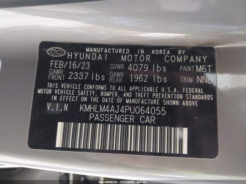 2023 HYUNDAI ELANTRA HYBRID BLUE KMHLM4AJ4PU064055