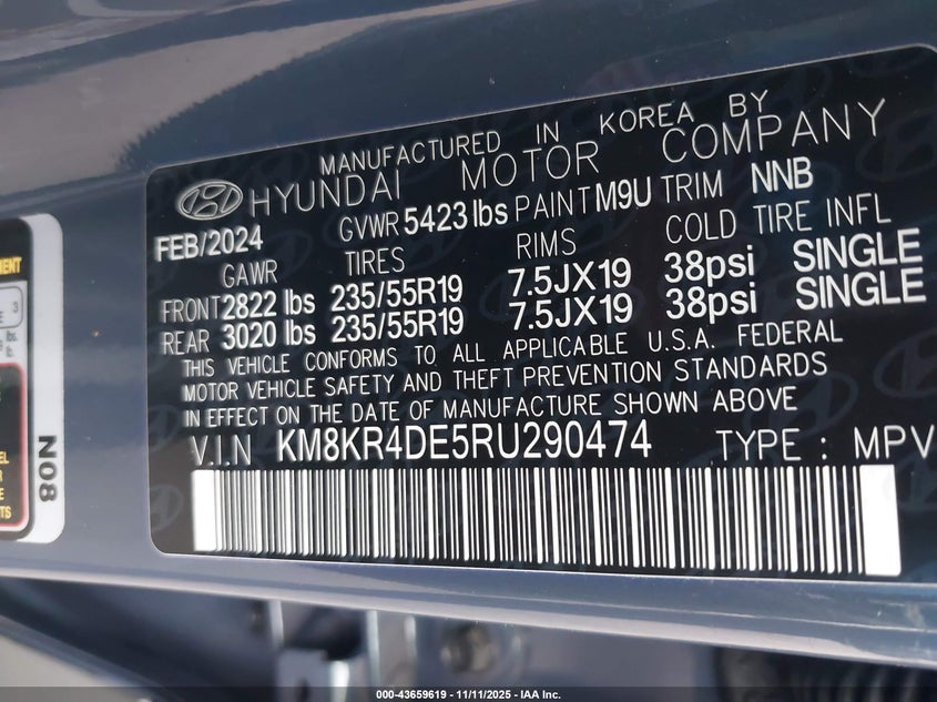 2024 Hyundai Ioniq 5 Limited VIN: KM8KR4DE5RU290474 Lot: 43659619
