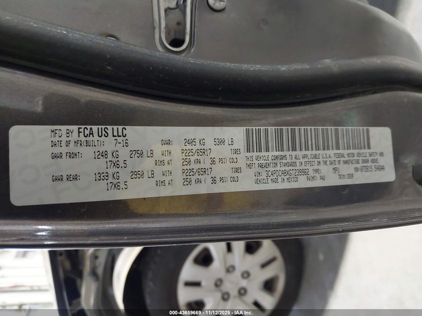 2016 DODGE JOURNEY SE 3C4PDCABXGT239962