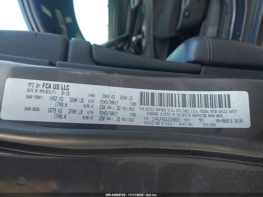 1C4RJFAG3JC508501 2018 JEEP GRAND CHEROKEE photo no. 9