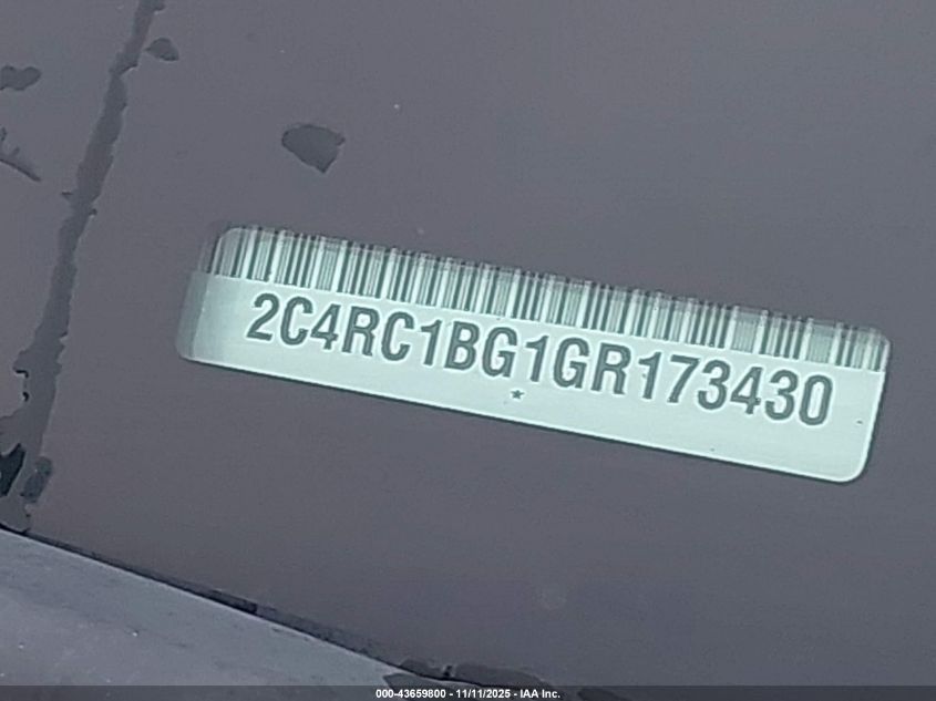 2016 Chrysler Town & Country Touring VIN: 2C4RC1BG1GR173430 Lot: 43659800