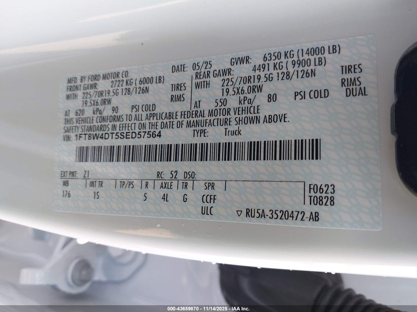 2025 Ford F-450 Xl VIN: 1FT8W4DT5SED57564 Lot: 43659870