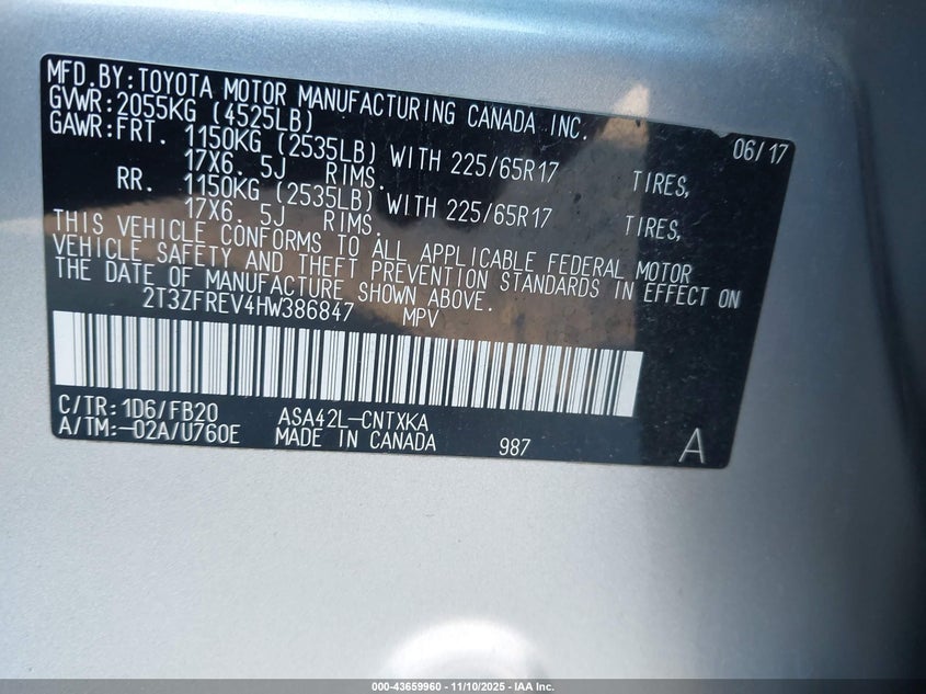 2017 TOYOTA RAV4 LE - 2T3ZFREV4HW386847